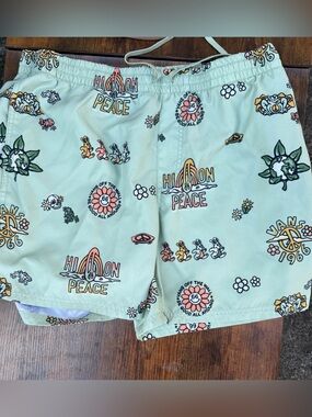 Vans Mint Green Graphic Swim Shorts with Multicolor Prints